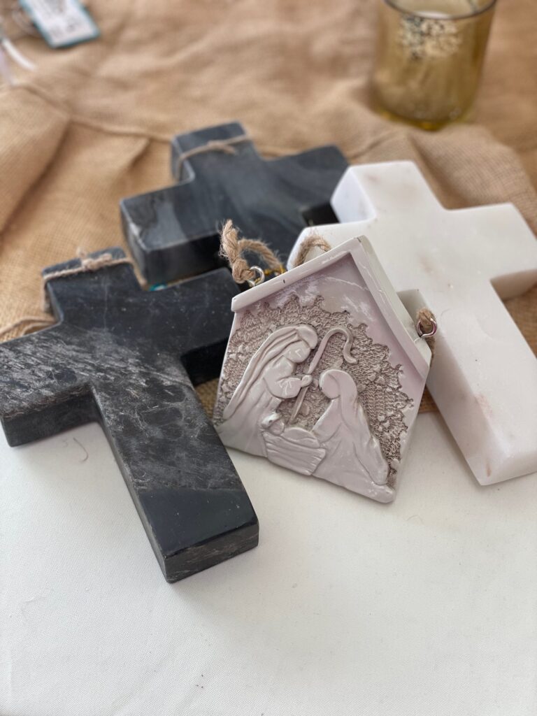 Marble crosses and ornaments